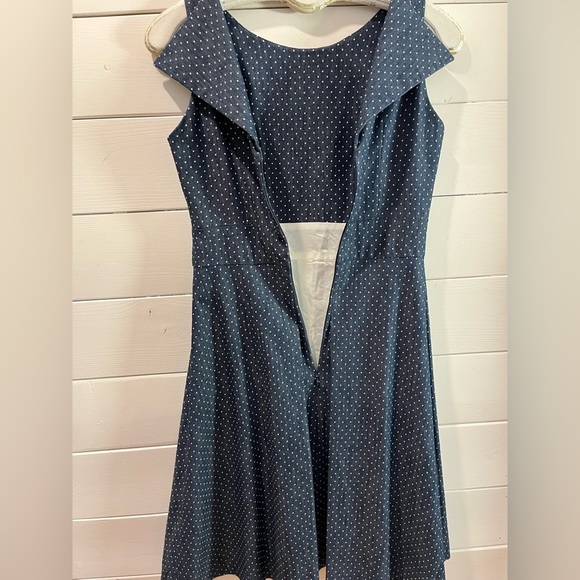 💙 CHRISTIAN CHENAIL Polka Dot Sleeveless Dress – Size 6 - Picture 6 of 14